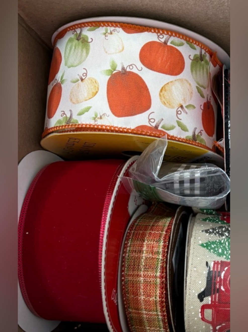 Assorted Ribbon Spools - Christmas & Fall Colors & Designs - Picture 2 of 3